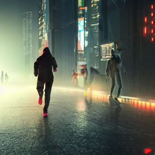 Image similar to people running away from crypto scared, cyberpunk art, ultrarealistic, 8k