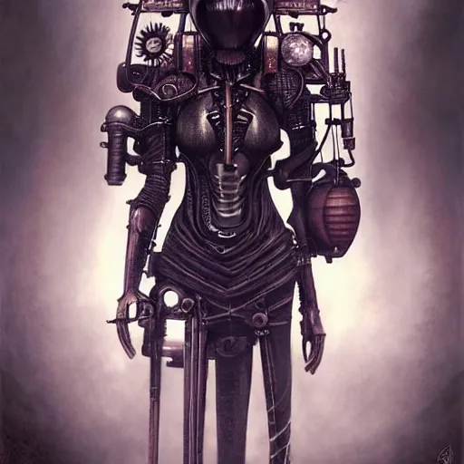 Prompt: rudolf freund dan mumford tom bagshaw, alien world, photorealistic soft paint of a single very beautiful asian warrior full long steampunk armored, ultra deep fog, purple black lustrous thin haircut, partial symmetry accurate features, focus, very intricate ultrafine details, award winning masterpiece, steampunk world