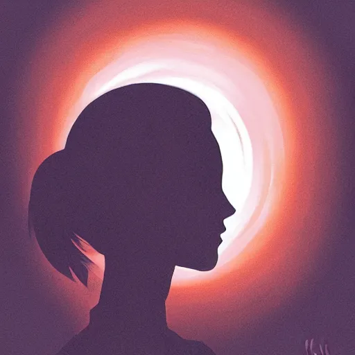 Image similar to portal to the clouds inside the silhouette of an ear, by ilya kuvshinov