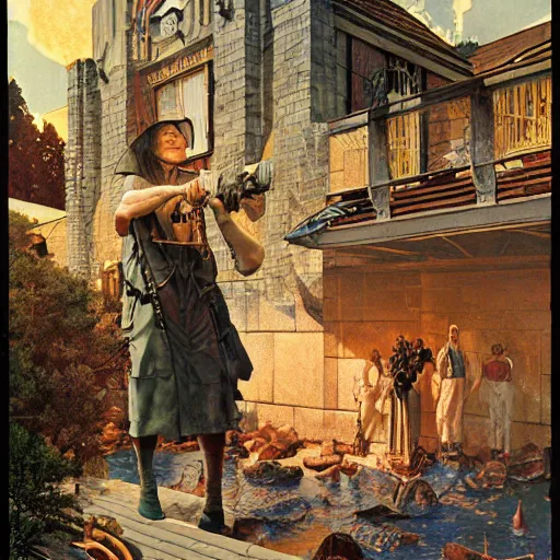 Image similar to high quality high detail painting by david mattingly and norman rockwell and nc wyeth, hd, realistic matte painting, photorealistic lighting, modern supernatural urban gothic - punk horror