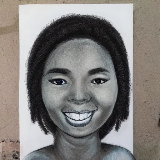 Image similar to black asian woman with cables instead of hair in dark chalk art style