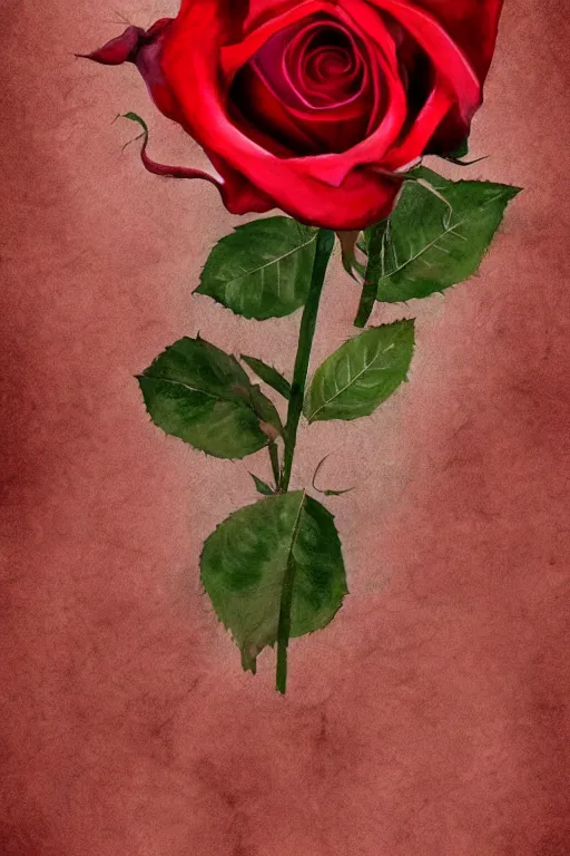 Prompt: a red rose, wallpaper, beautiful, digital art, artstation, ultra detailed, 4k, watercolor ink