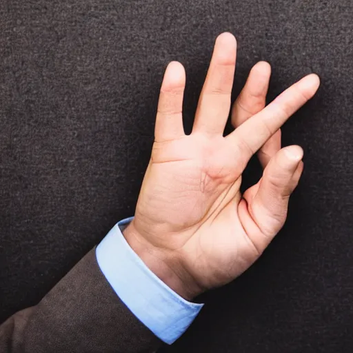 Image similar to normal man's hand with five fingers and a ring and a cigarette between the fingers