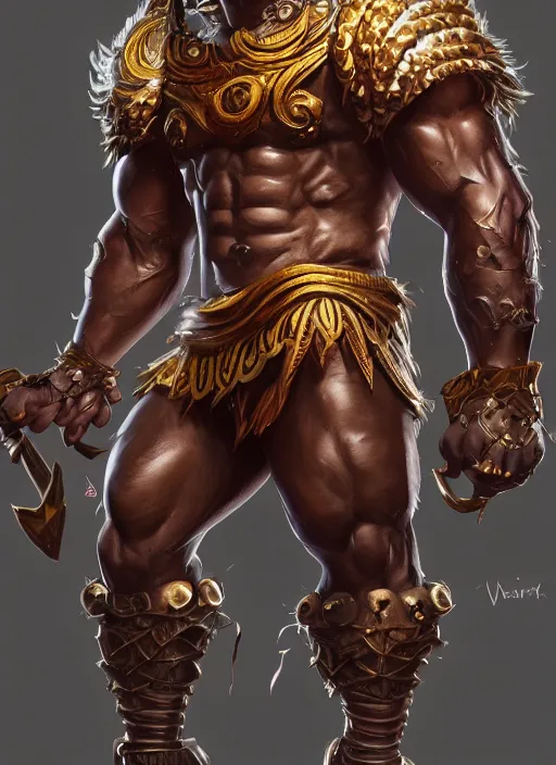 Image similar to a highly detailed illustration of berserker african god of lightning, muscular, intricate, elegant, highly detailed, centered, digital painting, artstation, concept art, smooth, sharp focus, league of legends concept art, WLOP