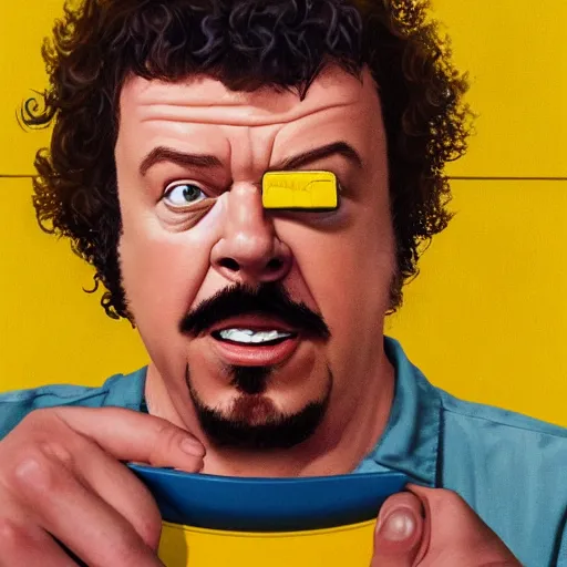 Image similar to danny mcbride robbing a mcdonald's at gunpoint, realism, 4 k,