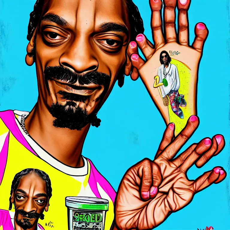 Image similar to snoop dogg smoke someone feet, gta vice city style, smooth painting, each individual seeds have ultra high detailed, 4 k, illustration, comical, acrylic paint style, pencil style, torn cosmo magazine style, pop art style, ultra realistic, underrated, by mike swiderek, jorge lacera, ben lo, tyler west