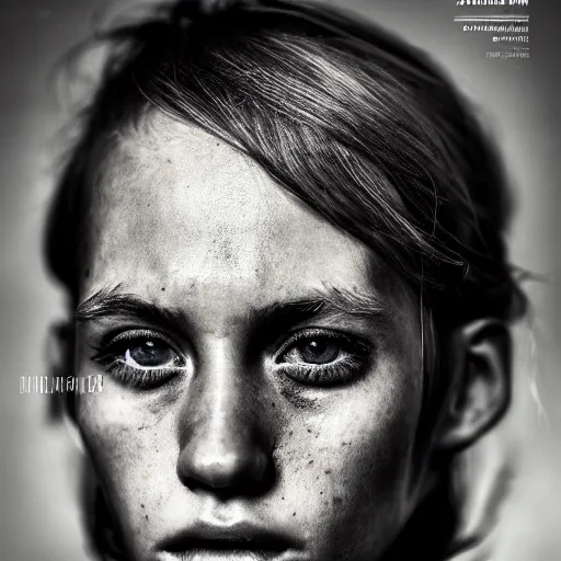 Prompt: a portrait of a model on the cover of a fashion magazine, by Lee Jeffries, background nuclear fallout, wasteland, bokeh, Highly Detailed