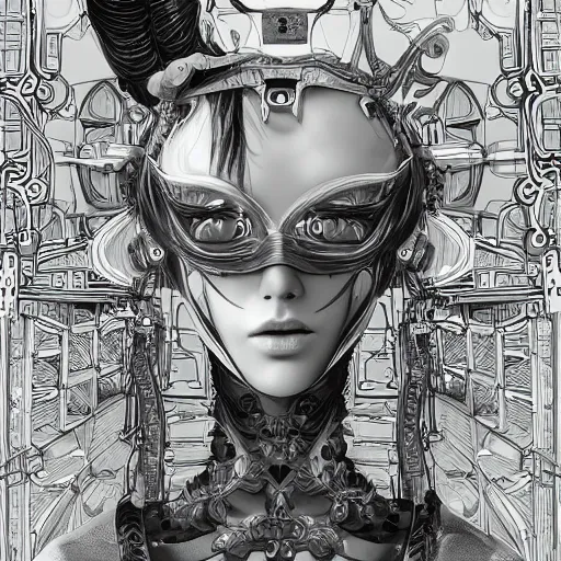 Image similar to the portrait of an absurdly graceful, sophisticated, fashionable ottomanpunk robotess idol, an ultrafine hyperdetailed illustration by kim jisu, intricate linework, neon wiring, porcelain skin, unreal engine 5 highly rendered, global illumination, radiant light, detailed and intricate environment, by rutkowski, artgerm, marvel comics