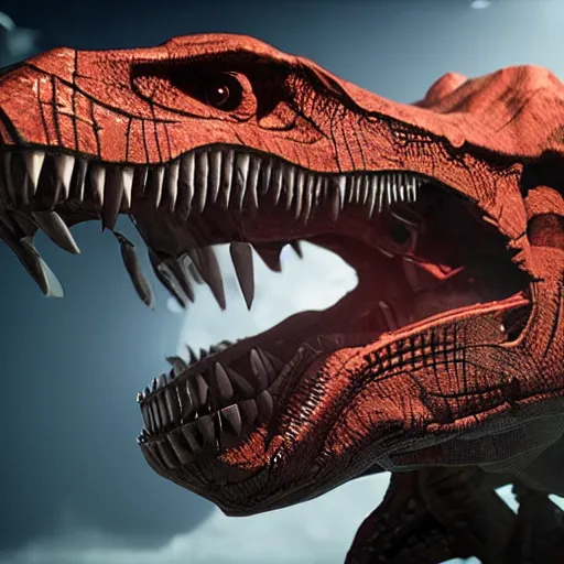 Image similar to t-rex robot, cryengine, unreal engine, 8k, hyperrealistic, as coherent as Dall-E 2