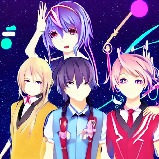 Image similar to new vocaloid 6 ai voicebank release, official illustration