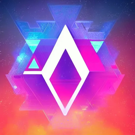 Image similar to Etherium logo from many colors, abstract concept, retrowave synth, digital art