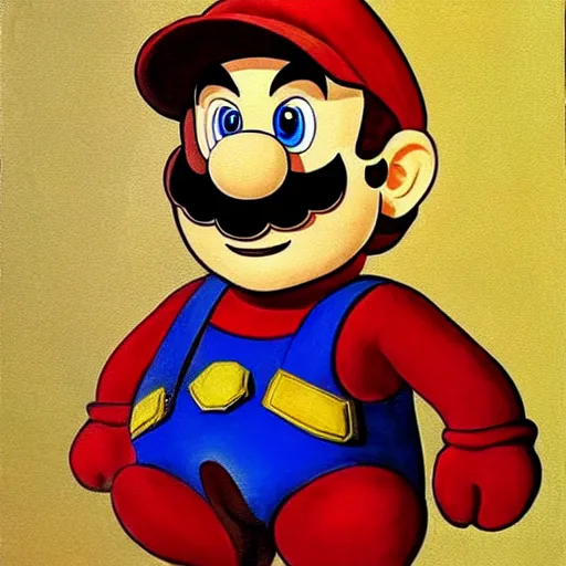 Image similar to a portrait of super - mario!!!!!! painting by da vinci