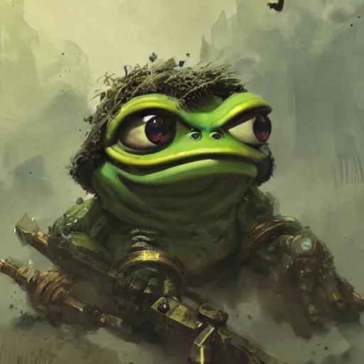 Image similar to pepe the frog primarch warhammer 4 0 k by greg rutkowski