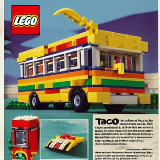 Image similar to a 1 9 9 0 s ad for the all new lego taco from taco bell