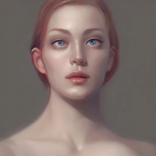 Image similar to a beautiful woman, aesthetic, oil painting, pale colors, high detail, 8 k, wide angle, octane render, trending on artstation,