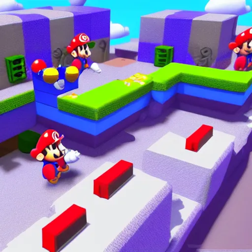 Prompt: Super mario 64 whomps fortress, rendered in unreal engine, hyper detailed