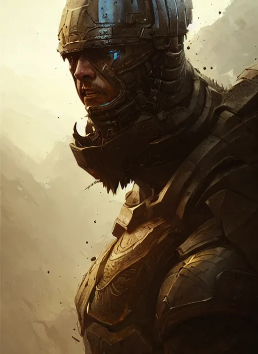 Image similar to portrait of wounded epic armored war commander. highly detailed, digital painting, concept art, smooth, sharp focus, illustration, art by greg rutkowski