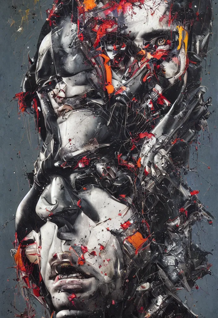 Image similar to portrait of Batman, saint roch oil painting Sandro Boticelli ,8k,by tristan eaton,Stanley Artgermm,Tom Bagshaw,Greg Rutkowski,Carne Griffiths, Ayami Kojima, Beksinski, Giger,trending on DeviantArt,face enhance,hyper detailed,minimalist,cybernetic, android, blade runner,full of colour