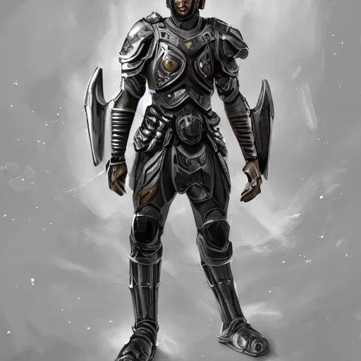Image similar to Portrait of a futuristic super-soldier wearing roman style mechanized body armor, D&D, fantasy, elegant, hopeful, muscular, highly detailed, digital painting, artstation, concept art, smooth, sharp focus, illustration