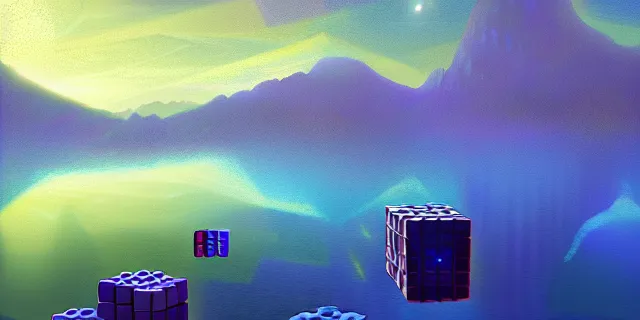 Prompt: abstract hexagonal cubes all interconnected to each other in a block chain, atmospheric lighting, intricate, volumetric lighting, beautiful, sharp focus, ultra detailed, in the art style of bowater charlie, brom gerald, lake baikal in the background, astrophotography