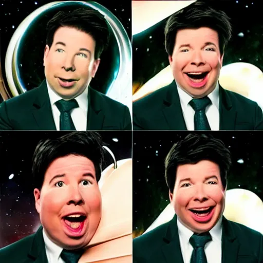 Prompt: Michael mcintyre on steroids in space