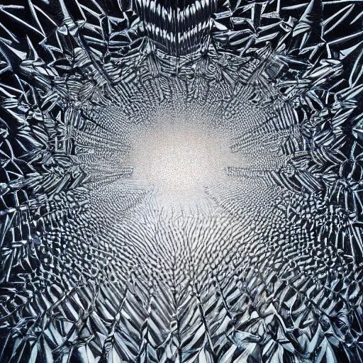 Prompt: Spiky tall ice crystals. Highly Detailed. Masterpiece. By Jeffrey Smith