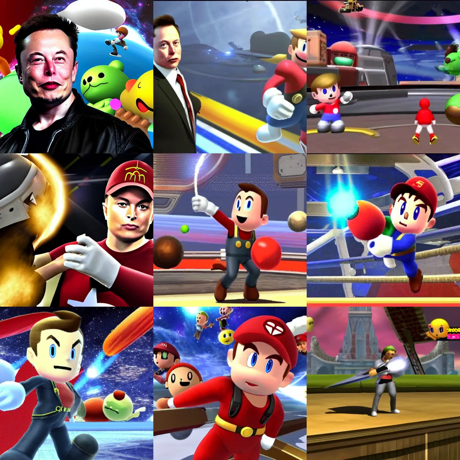 Prompt: elon musk in super smash bros brawl