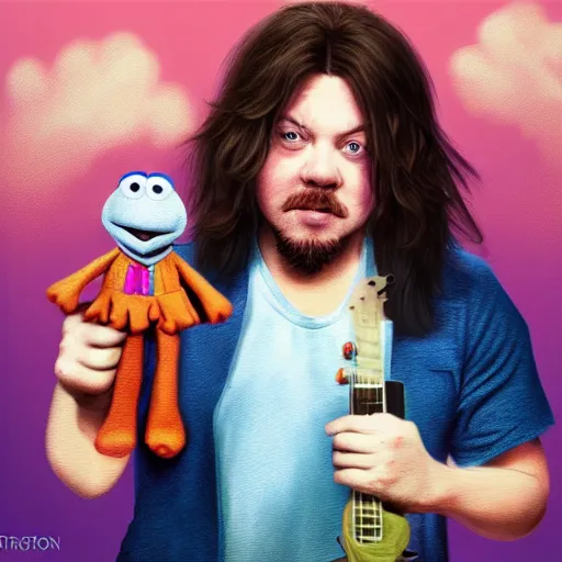 Prompt: arin hanson depicted as a muppet. trending on art - station. digital art. extremely detailed. photorealistic.