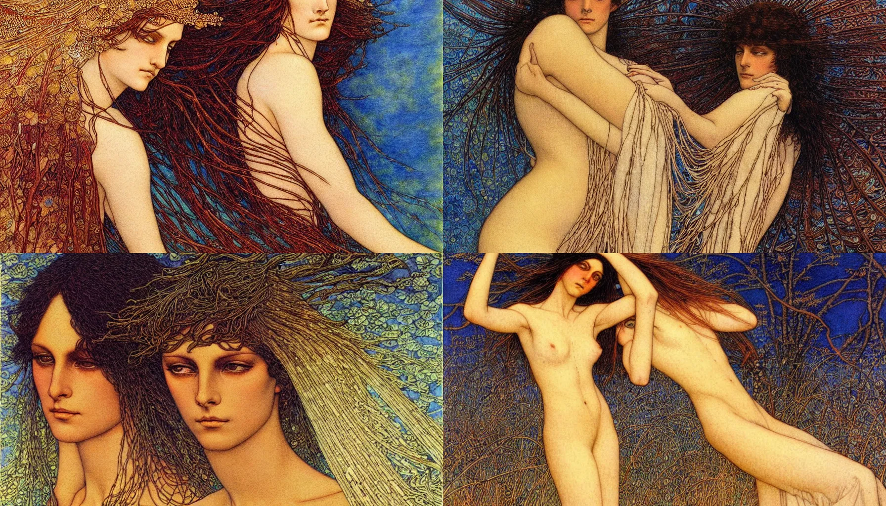 Prompt: beautiful artwork by carlos schwabe, masterpiece, detailed