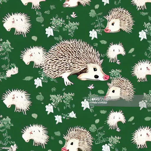 Image similar to hedgehog in hedgehog pyjamas climbing over hedge, cartoon