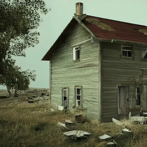 Prompt: a old home in a remote place, scary, lonely, realistic, 8k, detailed