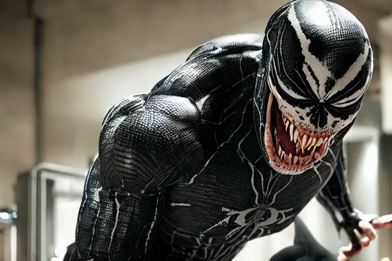 Image similar to film still of Thomas Haden Church as Eddie Brock wearing Venom costume in Spider-man 3 2007, 4k