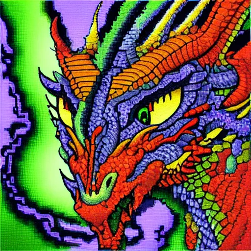 Prompt: full portrait painting of humanoid dragon, pixel art 8 x 8.