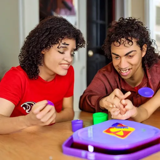 Image similar to 3 friends playing uno at a wooden table, realistic, detailed, 8k, hd, award winning photo