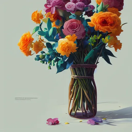 Image similar to bouquet of flowers, minimalist, behance hd by jesper ejsing, by rhads, makoto shinkai and lois van baarle, ilya kuvshinov, rossdraws global illumination