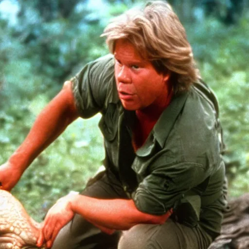 Image similar to Jurrasic Park (1990) starring Steve Irwin the Crocodile Hunter