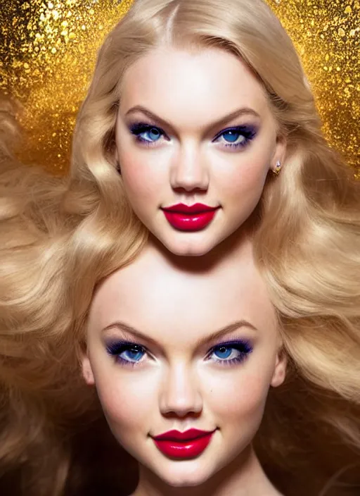 Prompt: beautiful portrait of a young woman with a perfect body who is a perfect blend of kate upton and dove cameron any taylor swift dressed like alice from alice in wonderland and rolling hard on ecstasy and peaking on pure molly, pupils dilated, euphoric and bewildered, through the looking glass, photography, high definition, 8 k resolution, retouched, glamour
