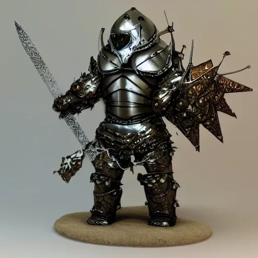 Image similar to crystal golem in full medieval armor also made out of crystal wilding a greatsword, artstudio