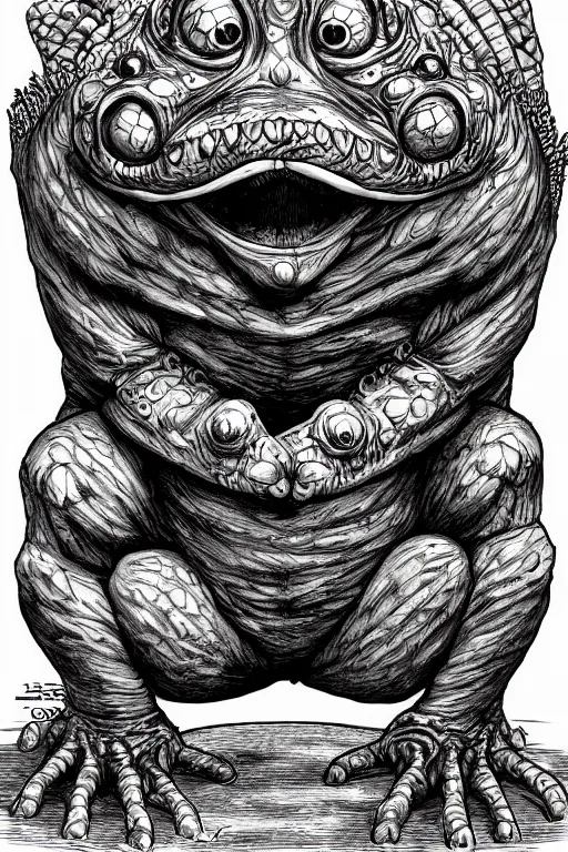 Prompt: toad goblin, symmetrical, highly detailed, digital art, sharp focus, trending on art station, kentaro miura manga art style