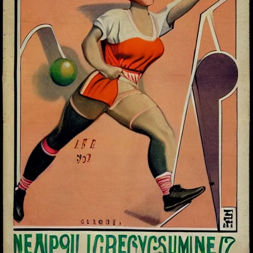 Prompt: a 1 9 2 8 cover of a french magazine. happy, healthy, beautiful, smiling, young, sporty, glowing woman in decent athletic wear. realistic detailed color drawing