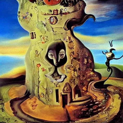 Prompt: Alice in Wonderland, painted by Salvador Dali, realistic painting, masterful painting