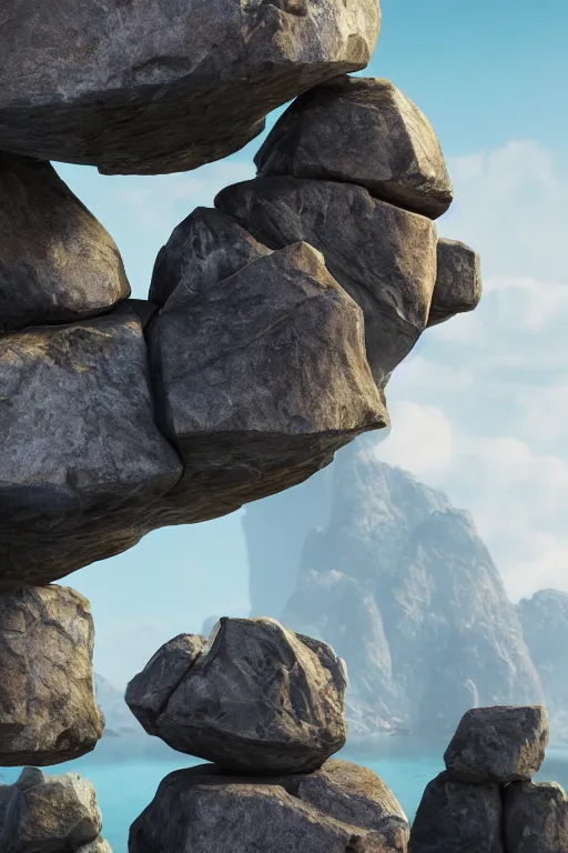 Prompt: panorama photograph of impossible balancing rocks, unreal 5, DAZ, hyperrealistic, octane render, Regal, Refined, Detailed Digital Art, dynamic lighting, Highly Detailed, Cinematic Lighting, Unreal Engine, 8k, HD