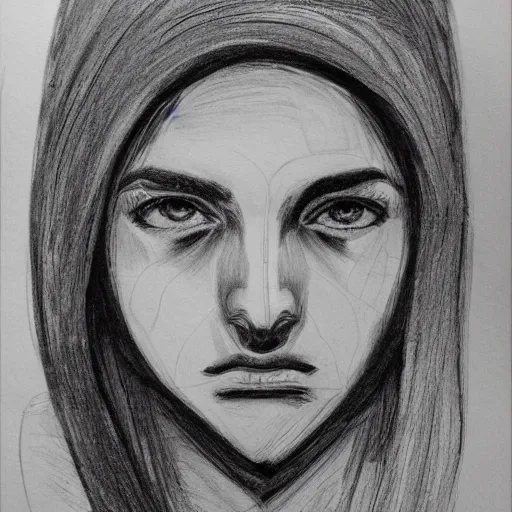 Prompt: study of human face, symmetrical, detail rendering, smooth shading, deep contrasts, traditional art