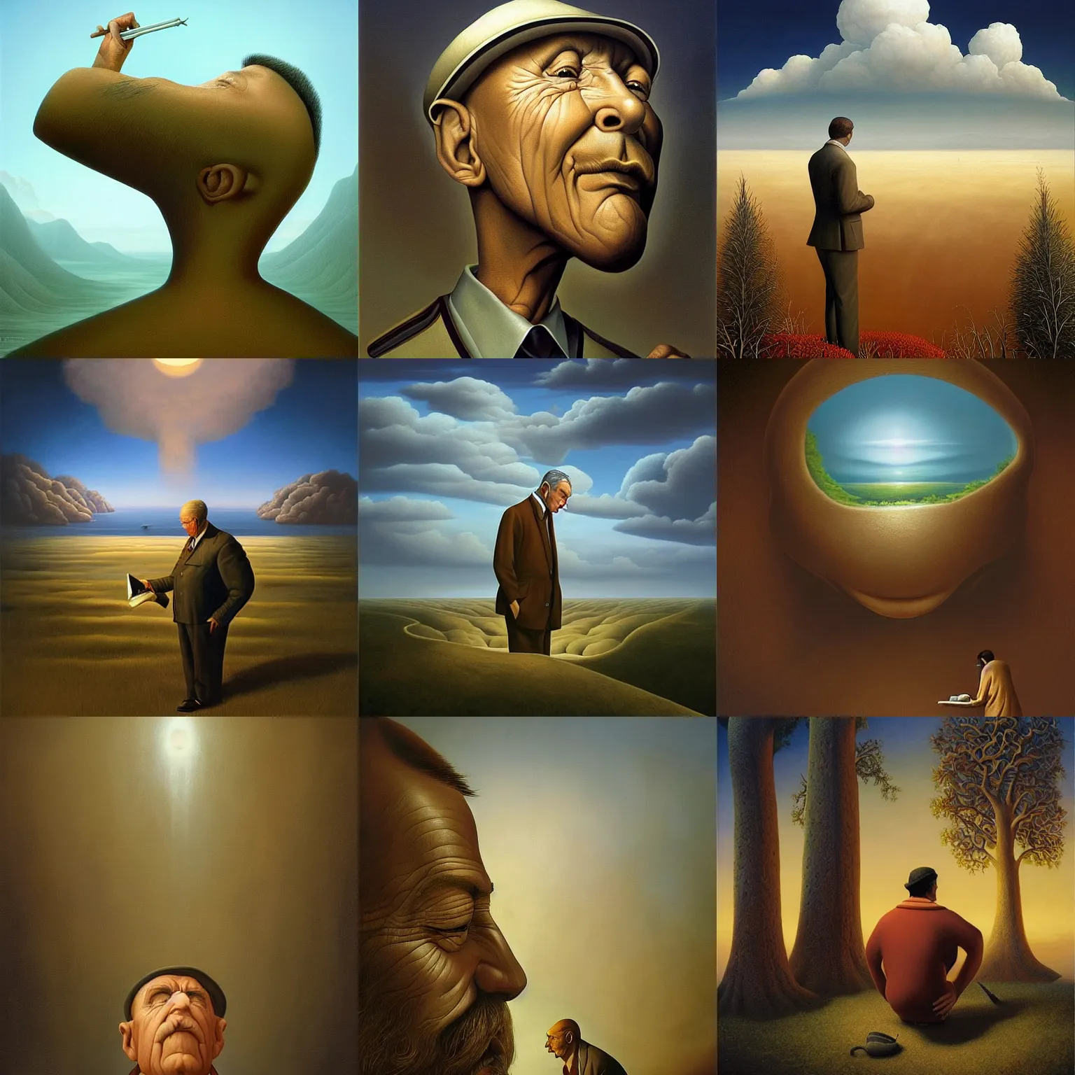 Prompt: a man deep in thought by vladimir kush