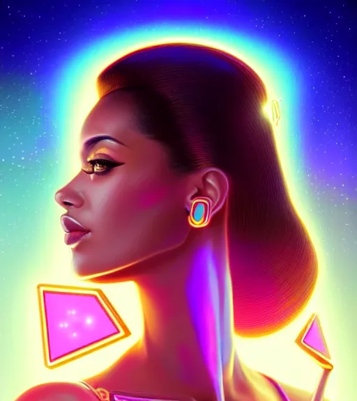 Image similar to symmetry!! egyptian princess of technology, solid cube of light, hard edges, product render retro - futuristic poster scifi, lasers and neon circuits, brown skin gorgeous egyptian princess, intricate, elegant, highly detailed, digital painting, artstation, concept art, smooth, sharp focus, illustration, dreamlike, art by artgerm