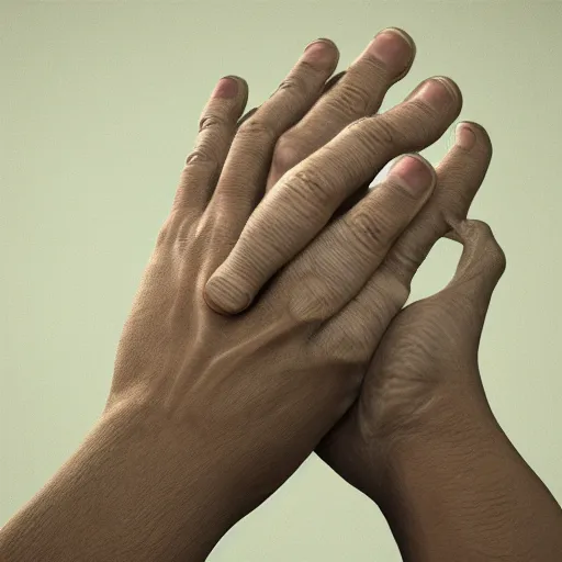 Image similar to a hand made of hands, realist, render, 8k