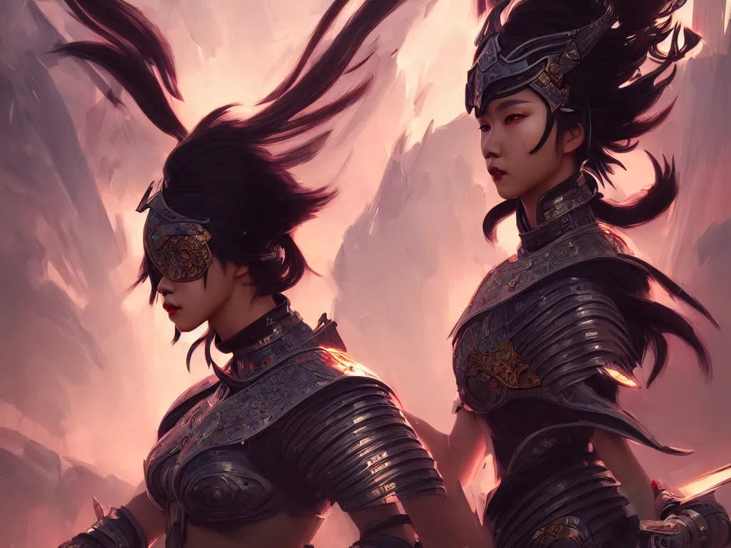 Image similar to portrait hero action pose of futuristic black hair female knights of zodiac, abstract chinese dragon concept art, d & d, at neon light ancient temple, highly detailed, digital painting, artstation, sharp focus, illustration, art by tan zi and ayanamikodon and alphonse mucha and wlop