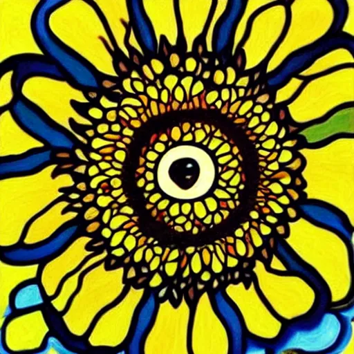 Image similar to sunflower art in the style of takashi murakami