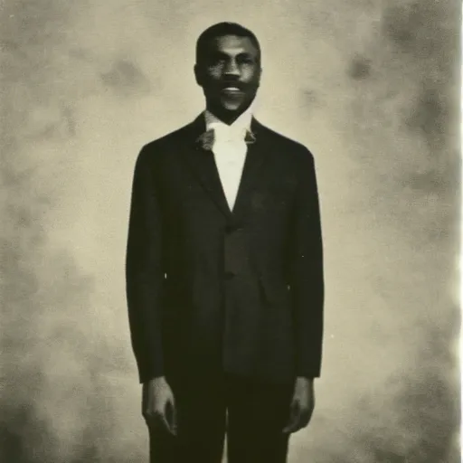 Image similar to vintage photo of a black man wearing a black suit in rio de janeiro