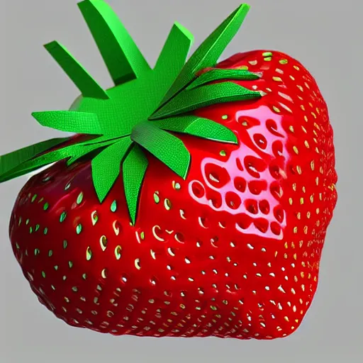 Prompt: a geometric low poly strawberry, by mark li